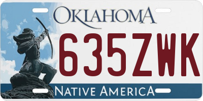 OK license plate 635ZWK