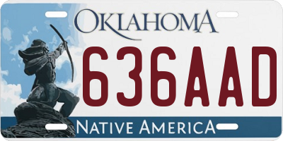 OK license plate 636AAD