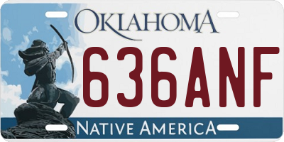 OK license plate 636ANF