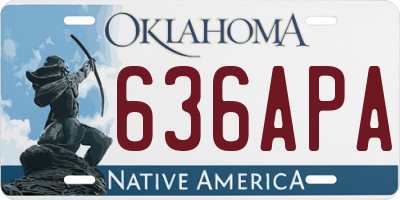 OK license plate 636APA