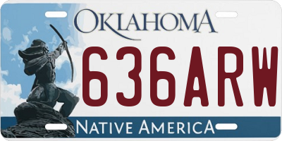 OK license plate 636ARW