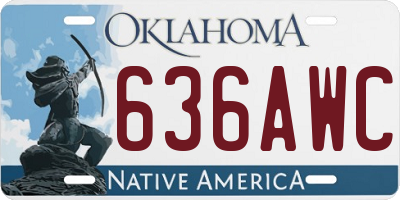 OK license plate 636AWC