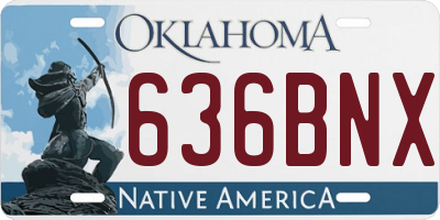 OK license plate 636BNX