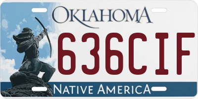 OK license plate 636CIF