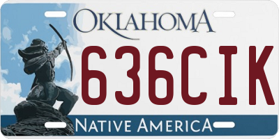 OK license plate 636CIK
