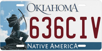 OK license plate 636CIV
