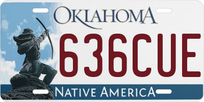 OK license plate 636CUE