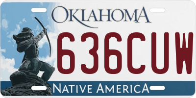 OK license plate 636CUW
