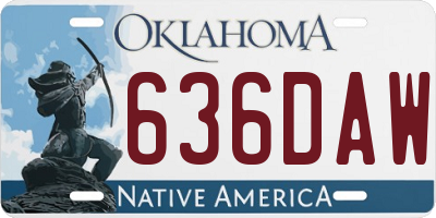 OK license plate 636DAW