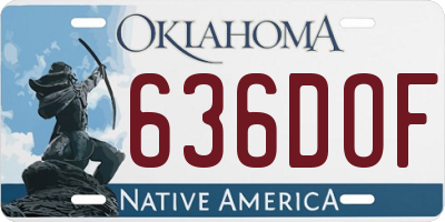 OK license plate 636DOF
