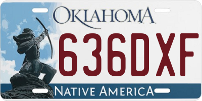 OK license plate 636DXF