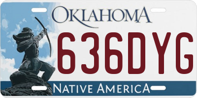 OK license plate 636DYG