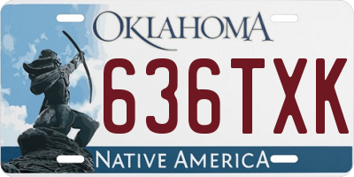 OK license plate 636TXK