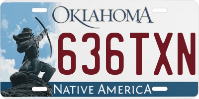 OK license plate 636TXN