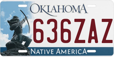 OK license plate 636ZAZ