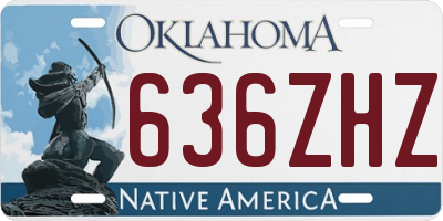 OK license plate 636ZHZ