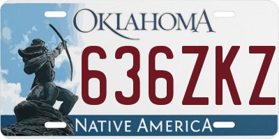 OK license plate 636ZKZ