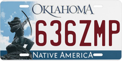 OK license plate 636ZMP