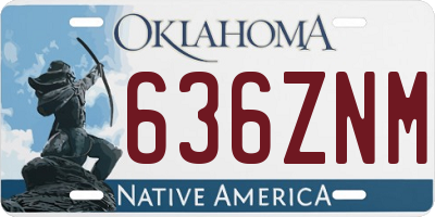 OK license plate 636ZNM