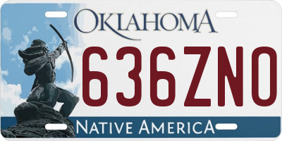 OK license plate 636ZNO