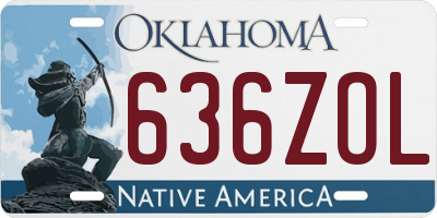 OK license plate 636ZOL