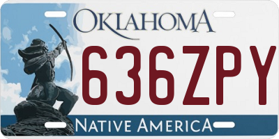 OK license plate 636ZPY