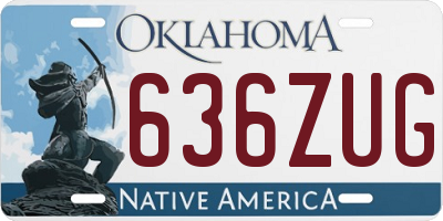 OK license plate 636ZUG