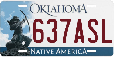 OK license plate 637ASL