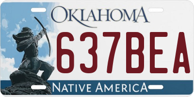 OK license plate 637BEA