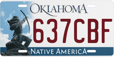 OK license plate 637CBF