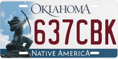OK license plate 637CBK