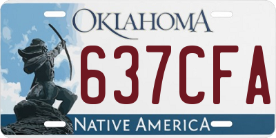 OK license plate 637CFA