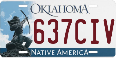 OK license plate 637CIV