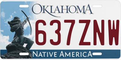 OK license plate 637ZNW