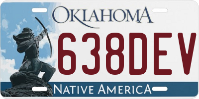 OK license plate 638DEV