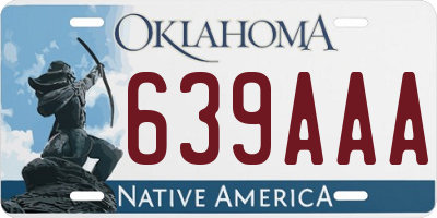 OK license plate 639AAA