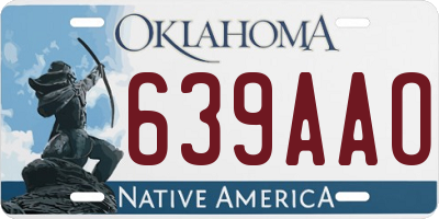 OK license plate 639AAO