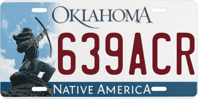 OK license plate 639ACR