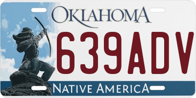 OK license plate 639ADV