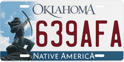OK license plate 639AFA
