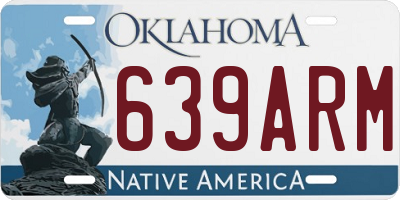 OK license plate 639ARM