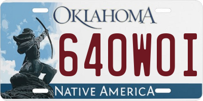OK license plate 640WOI