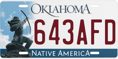 OK license plate 643AFD