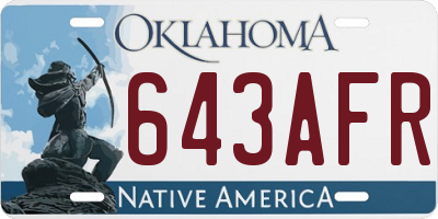 OK license plate 643AFR