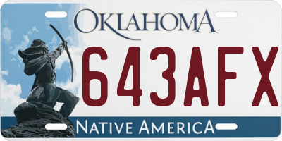 OK license plate 643AFX