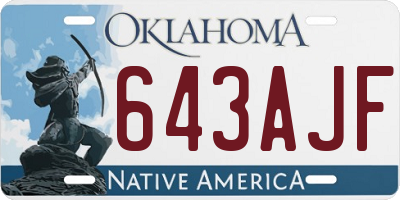 OK license plate 643AJF