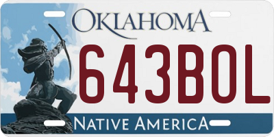 OK license plate 643BOL