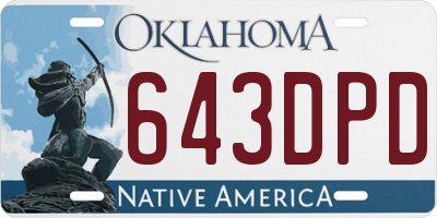 OK license plate 643DPD