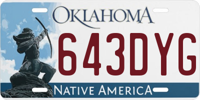 OK license plate 643DYG