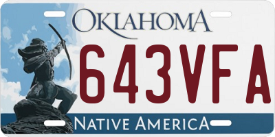 OK license plate 643VFA